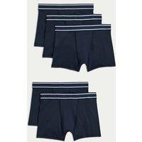 M&S 5 Pack Cotton with Stretch Trunks (5-16 Yrs) Navy