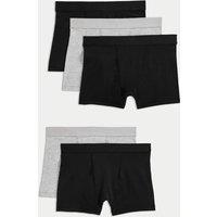 M&S 5 Pack Cotton with Stretch Trunks (5-16 Yrs) Grey Mix