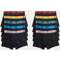 M&S 10 Pack Cotton with Stretch Bright Trunks (5-16 Yrs) Black Mix
