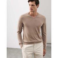 Autograph Pure Extra Fine Merino Wool V-Neck Jumper Cappuccino