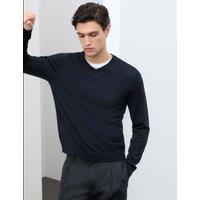 Autograph Pure Extra Fine Merino Wool V-Neck Jumper Dark Navy