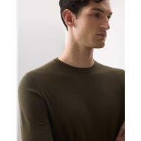Autograph Pure Extra Fine Merino Wool Crew Neck Jumper Dark Olive