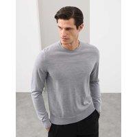 Autograph Pure Extra Fine Merino Wool Crew Neck Jumper Grey Marl