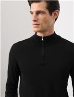 Autograph Pure Extra Fine Merino Wool Half Zip Jumper Dark Navy