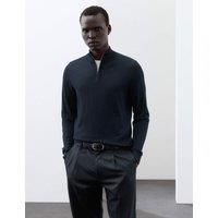 Autograph Pure Extra Fine Merino Wool Half Zip Jumper Dark Navy