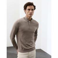 Autograph Pure Extra Fine Merino Wool Half Zip Jumper Cappuccino