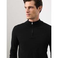 Autograph Pure Extra Fine Merino Wool Half Zip Jumper Black