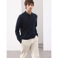 Autograph Pure Extra Fine Merino Wool Polo Shirt Dark Navy
