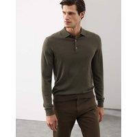 Autograph Pure Extra Fine Merino Wool Polo Shirt Dark Olive