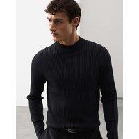 Merino Blend Rib Mock Neck Jumper