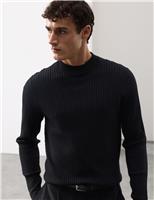 Merino Blend Rib Mock Neck Jumper