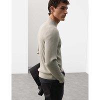 Merino Blend Rib Mock Neck Jumper
