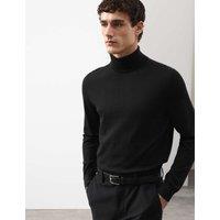 Autograph Pure Extra Fine Merino Wool Roll Neck Jumper Black