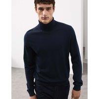 Autograph Pure Extra Fine Merino Wool Roll Neck Jumper Dark Navy