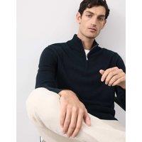 Autograph Pure Cashmere Half Zip Jumper Dark Navy