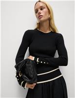 Ribbed Tipped Detail Crew Neck Jumper