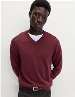 M&S Pure Cotton V-Neck Jumper Black