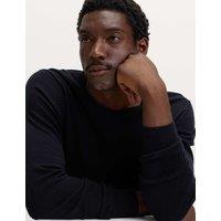 M&S Pure Cotton V-Neck Jumper Black