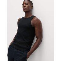 M&S Cotton Rich Ribbed Vest Black