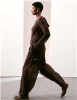 Textured Wide Leg Trousers