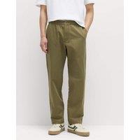 M&S Pure Cotton Herringbone Trousers Khaki