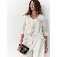 Ruffle V-Neck Poet Blouse