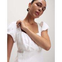 Linen Rich Puff Sleeve Mini Shift Dress