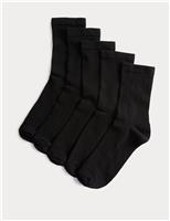 5pk Cotton Rich Ribbed Ankle High Socks