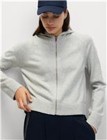 Knitted Zip Up Cropped Hoodie