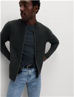 Air-Yarn Smart Crew Neck Knitted Bomber Jacket