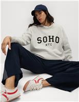 Cotton Rich Slogan Crew Neck Sweat-shirt