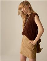 Suede Embellished Studded Mini Skirt