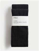 2pk Cotton Rich School Tights (2-16 Yrs)