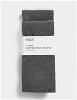 2pk Cotton Rich School Tights (2-16 Yrs)