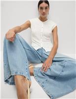 Textured Button Through Waistcoat Top