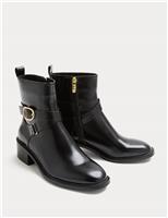 Buckle Block Heel Ankle Boot