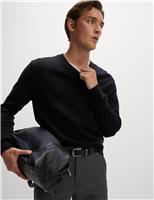 M&S Pure Lambswool V-Neck Jumper Dark Navy