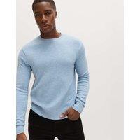 M&S Pure Lambswool Crew Neck Jumper Light Blue