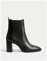 Leather Chelsea Block Heel Ankle Boots