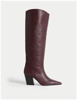 Leather Pointed Knee High Boots