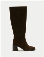 Suede Block Heel Knee High Boots