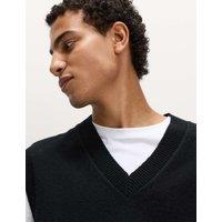 M&S Lambswool Blend V-Neck Knitted Vest Black