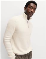 Supersoft Ribbed Half zip Jumper with Wool