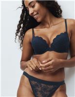 Cleo Sequin Lace Wired Push Up Plunge Bra A-E