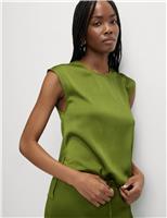 Plisse Round Neck Sleeveless Top