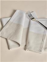 Set of 4 Woven Banded Napkins