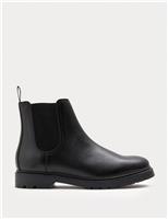 Leather Pull-On Chelsea Boots