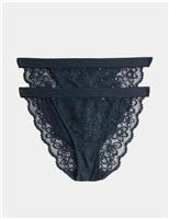 2pk Cleo Sequin Lace Tanga Bikini Knickers