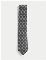 Medallion Linen Silk Blend Tie