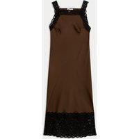 Satin Lace Square Neck Midaxi Slip Dress